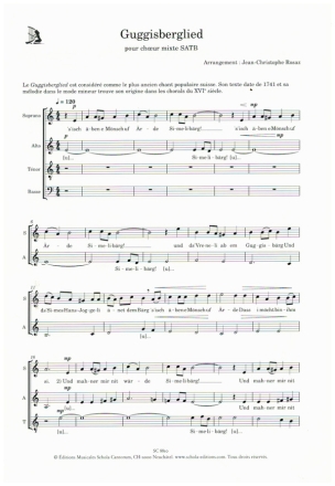 Guggisberglied pour choeur mixte a cappella partition (schwyzerd)