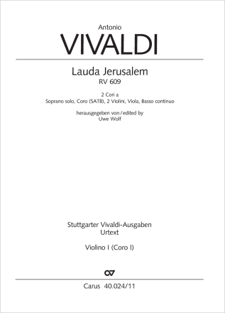 Lauda Jerusalem Coro I: Solo S, Coro SATB, 2 Vl, Va, Bc / Coro II: Solo S, Coro SATB, 2 Vl, Va, Bc Einzelstimme, Coro 1: Violine 1
