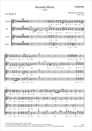 Seconda Messa Soli e Coro SATB, 2 Vl, 2 Trb, Bc Chorpartitur