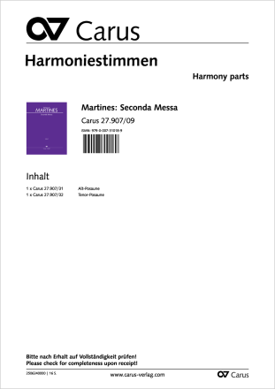 Seconda Messa Soli e Coro SATB, 2 Vl, 2 Trb, Bc Stimmenset