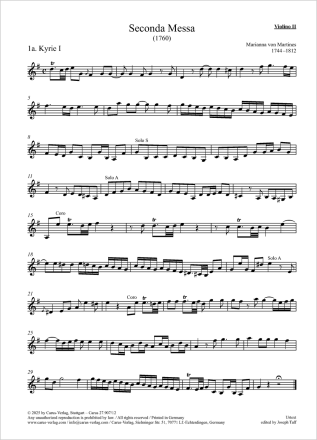 Seconda Messa Soli e Coro SATB, 2 Vl, 2 Trb, Bc Einzelstimme, Violine 2