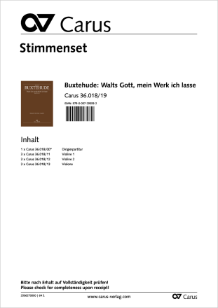 Walts Gott, mein Werk ich lasse Coro SATB, 2 Vl, Bc Stimmenset
