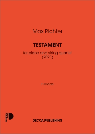 Testament Piano and String Quartet Partitur + Stimmen