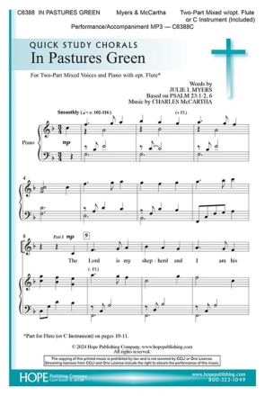 In Pastures Green 2-Part Mixed Choir and Flute Chorpartitur