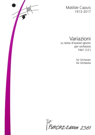 Variazioni su tema d'autore ignoto (1941) f�r Orchester Partitur