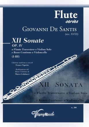 XII Sonate Op. IV Vol. I (I-III) Fl�te und Klavier Buch + Einzelstimme(n)