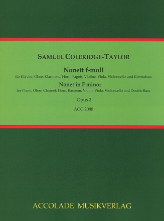 Nonett f-Moll op.38 op.2 (1894) f�r Fl�te, Oboe, Klarinette, Horn, Fagott, Violine, Viola, Vc, Kb Partitur und Stimmen