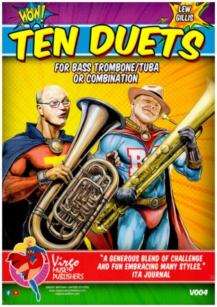 10 Duets for brass trombone/tuba or combination score and parts