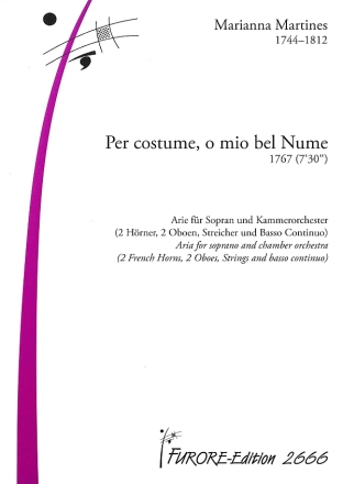 Per costume, o mio bel Nume (1767) f�r Sopran und Kammerorchester Partitur (it)