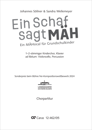 Ein Schaf sagt M�H 1[�2]stg Kinderchor, Pfte, [Vc, Perc] Chorpartitur