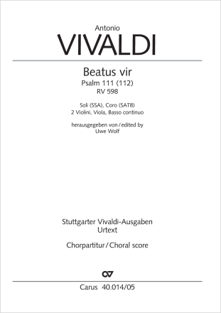 Beatus vir Soli SSA, Coro SATB, 2 Vl, Va, Bc Chorpartitur