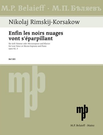 Enfin les noirs nuages vont s'�parpillant op. 42,3 f�r tiefe Stimme oder Mezzosopran und Klavier (rus/fr)