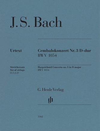 Cembalokonzert D-Dur Nr.3 BWV1054 f�r Cembalo und Streichorchester Streichersatz (3-3-2-2)