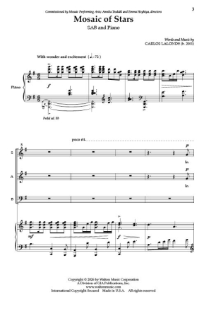 Mosaic of Stars SAB and Piano Chorpartitur