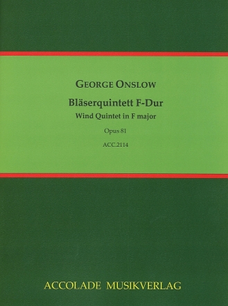 Bl�serquintett F-Dur op.81 f�r Fl�te, Oboe, Klarinette, Horn und Fagott Partitur und Stimmen
