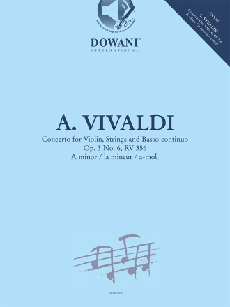 Concertino Op. 3 No. 6, RV 356 in A-Minor Violine und Klavier Buch + Einzelstimme + Online-Audio