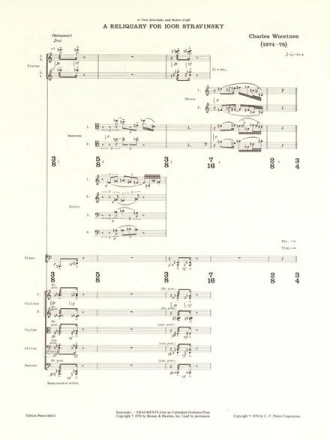 A reliquary for Igor Stravisnky f�r Orchester Partitur