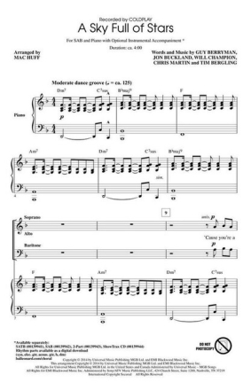 A Sky full of Stars for mixed choir (SAB) and piao choral score
