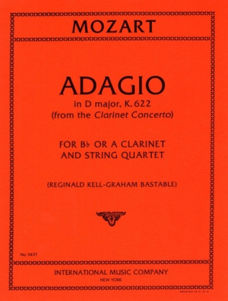 Adagio d major KV622 for b flat or a clarinet and string quartet parts