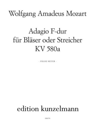Adagio F-Dur KV580a f�r Klarinette und 3 Bassetth�rner Partitur und 4 Stimmen