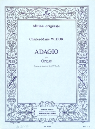 ADAGIO POUR ORGUE, EXTRAIT DE LA SYMPHONIE OP.42 NO.5 FA MAJEUR  O