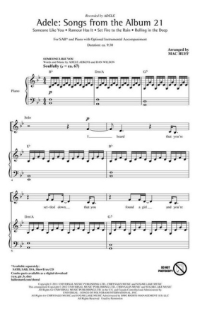 Adele: Songs From The Album 21 for mixed choir (SAB) and piano choral score
