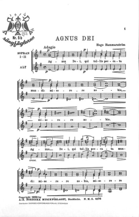 Agnus Dei f�r Frauenchor a cappella Partitur