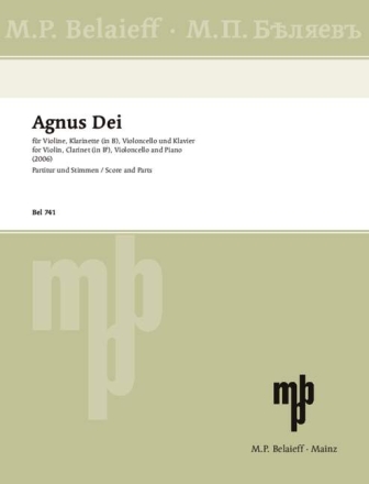 Agnus Dei f�r Violine, Klarinette, Violoncello und Klavier Partitur und Stimmen