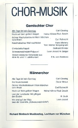 Alle Tage ist kein Sonntag f�r gem Chor Partitur
