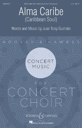 Alma Caribe for mixed chorus, double bass, piano and latin percussion chorus Score