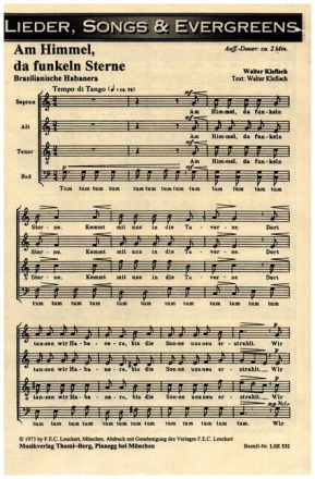 Am Himmel da funkeln Sterne f�r gem Chor a cappella Partitur