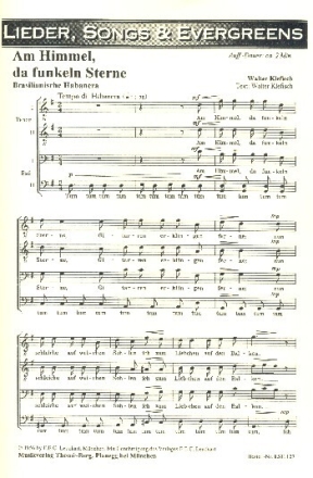 Am Himmel, da funkeln Sterne f�r M�nnerchor a cappella Partitur