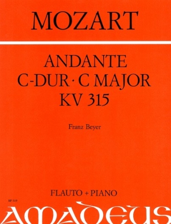 Andante C-Dur KV315 f�r Fl�te und Orchester f�r Fl�te und Klavier
