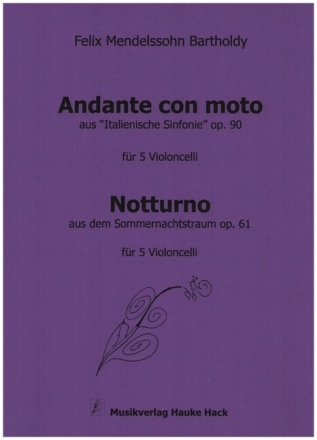 Andante con moto / Notturno f�r 5 Violoncelli Partitur und Stimmen