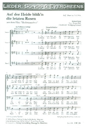 Auf der Heide bl�h'n die letzten Rosen f�r M�nnerchor a cappella (Klavier ad lib) Partitur