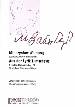 Aus der Lyrik Tjuttschews op.25 f�r mittlere Singstimme und Klavier (russ. / kyrillisch) Ringbindung