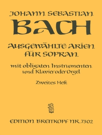 Ausgew�hlte Arien Band 2 f�r Sopran mit obligaten Instrumenten und Klavier (Orgel)