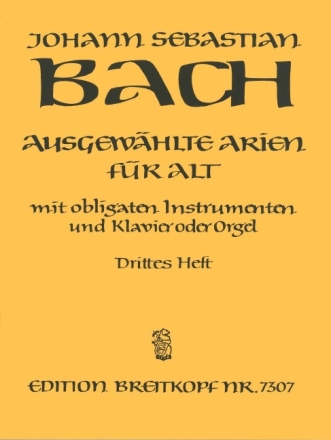 Ausgew�hlte Arien Band 3 f�r Alt mit obligaten Instrumenten und Klavier (Orgel)