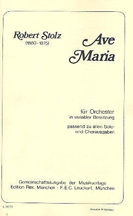 Ave Maria f�r Orchester (Soli oder Chor ad lib) Direktion und Stimmen