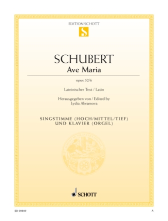 Ave Maria op.52,6 f�r Gesang (hoch/mittel/tief) und Orgel