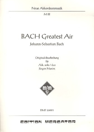 Bach - Greatest Air (aus BWV1068)  - f�r Akkordeon solo/duo