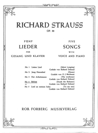 Befreit op.39,4 fuer tiefe SINGSTIMME UND KLAVIER