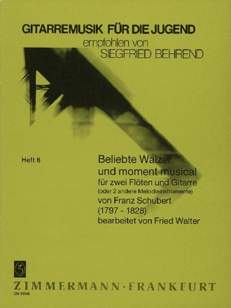 Beliebte Walzer und Moment musical f�r 2 Fl�ten und Gitarre Partitur und 2 Stimmen