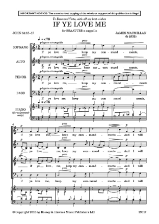BH13535 If Ye love me (+CD) for mixed chorus a cappella score