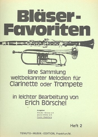 Bl�ser-Favoriten Band 2 f�r Klarinette oder Trompete Klavierbegleitung