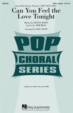 Can You feel the Love tonight for female chorus (SSAA) a cappella score