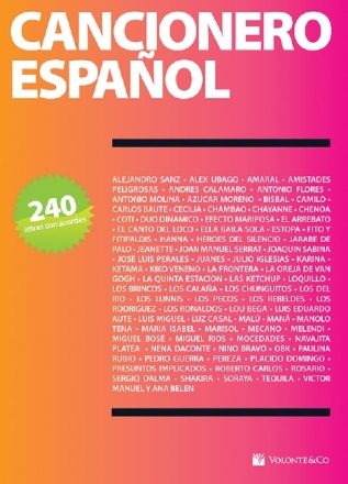 Cancionero Espanol: 240 letras con acordes songbook lyrics/chord symbols/guitar chord boxes