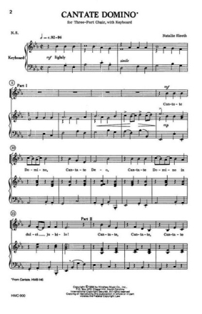 Cantate domino for 3-part choir and keyboard choral score