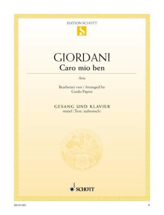 Caro mio ben (Trauungsgesang) f�r mittlere Singstimme und Klavier
