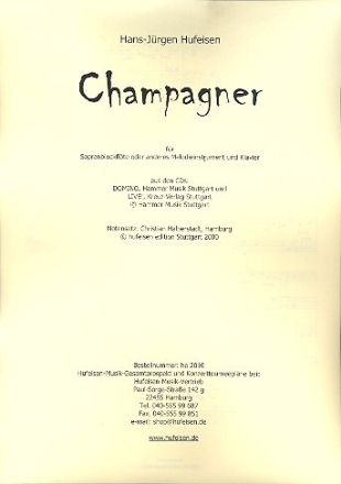 Champagner f�r Sopranblockfl�te (Melodieinstrument in C) und Klavier